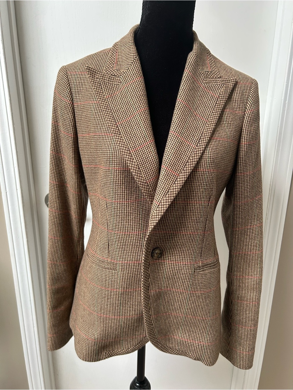 Ralph Lauren Brown Glen Plaid Single-Button Blazer